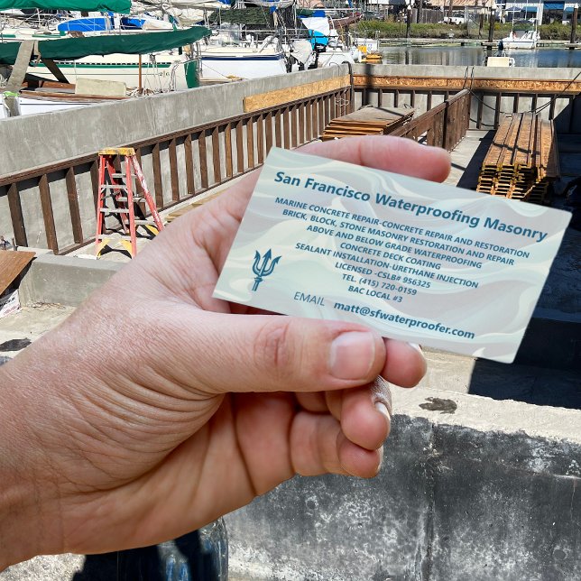 Carte De Visite La maçonnerie d'étanchéité du logo trident du cool (Créateur téléchargé)