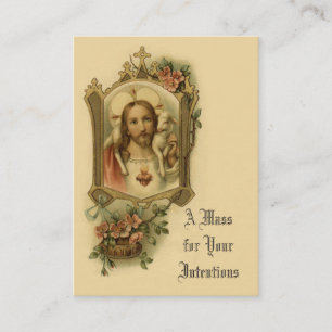 Carte De Visite La masse catholique offrant le coeur sacré Jésus