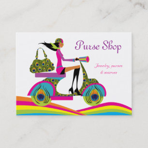 Carte De Visite La mode pince l'arc-en-ciel de paon de scooter