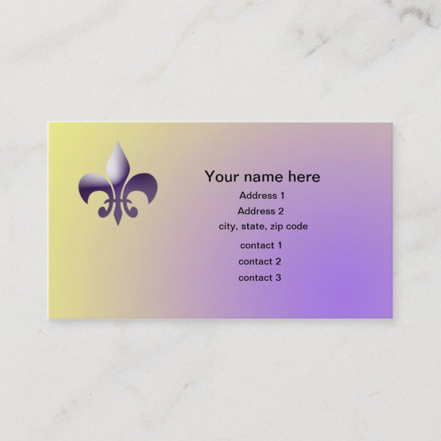 Carte De Visite La Nouvelle-Orléans Style Fleur de Lys (Devant)
