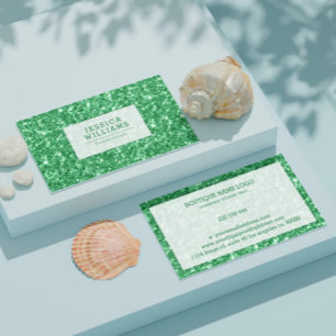 Carte De Visite La Parties scintillant Verte Faux Et Les Étincelle
