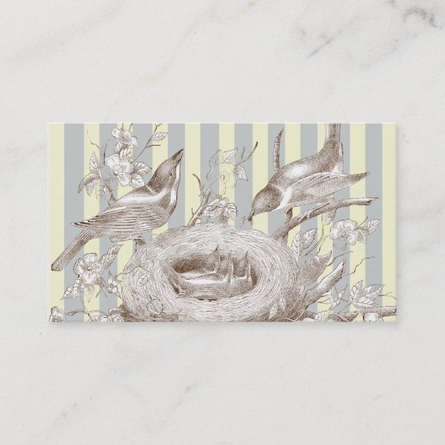 Carte De Visite La Petite Famille sur le bleu et la crème (Devant)