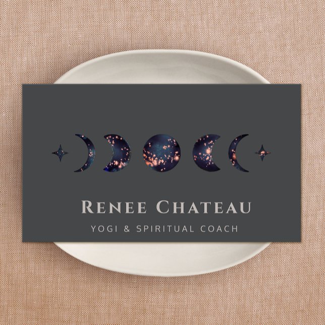 Carte De Visite La Phase Lune Étoiles Yoga Guérisseur spirituel (Créateur téléchargé)