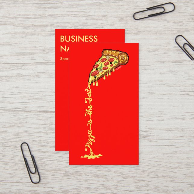 Carte De Visite La pizza est le meilleur (Devant/Arrière en situation)