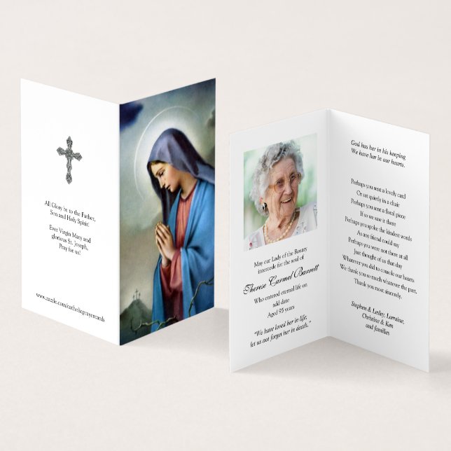 Carte De Visite La prière catholique carde des peines de | (Intérieur et extérieur)
