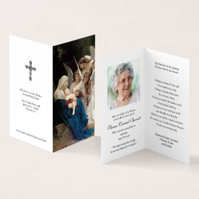 Carte De Visite La prière catholique carde la chanson de | Mary (Intérieur et extérieur)