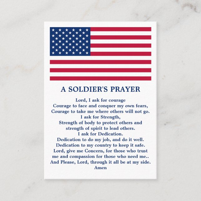 Carte De Visite La prière d'un soldat États-Unis Drapeau américain (Devant)