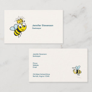 Carte De Visite La reine Bee mignonne Bumble Bee avec Couronne