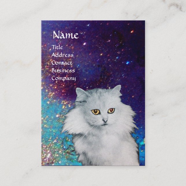 CARTE DE VISITE LA REINE DES CHATS BLANCS, MONOGRAMME (Devant)