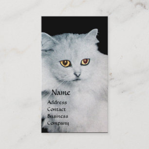 CARTE DE VISITE LA REINE DES CHATS BLANCS MONOGRAMME