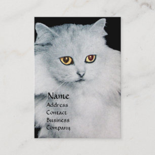 Carte De Visite LA REINE DES CHATS BLANCS, papier perlé blanc