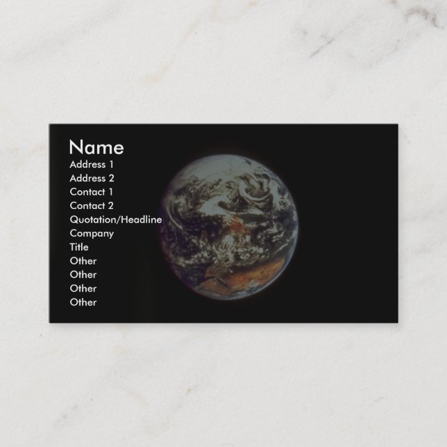 Carte De Visite La terre, vue d'Apollo 17, 1972, courtoisie de la (Devant)