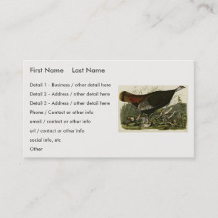 Carte De Visite La Turquie sauvage des oiseaux d'Amérique d'Audubo