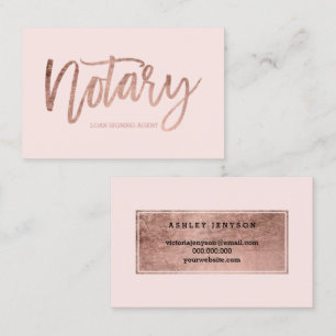 Carte De Visite La typographie rose élégante d'or de notaire