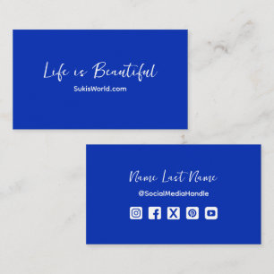 Carte De Visite La vie est belle Bleue Site Web Blog Social Media
