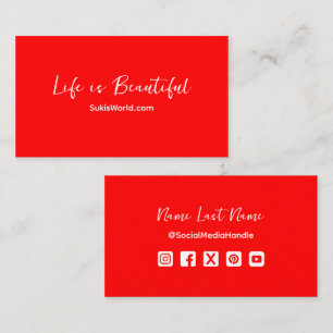 Carte De Visite La vie est belle Red Blog Website Social Media