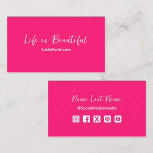 Carte De Visite La vie est belle rose site Web Blog Social Media