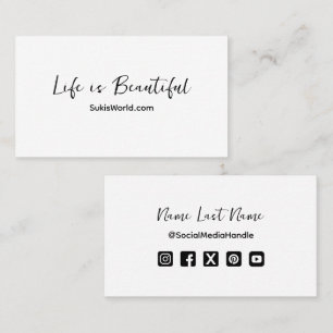 Carte De Visite La vie est belle Site de Blog Médias sociaux