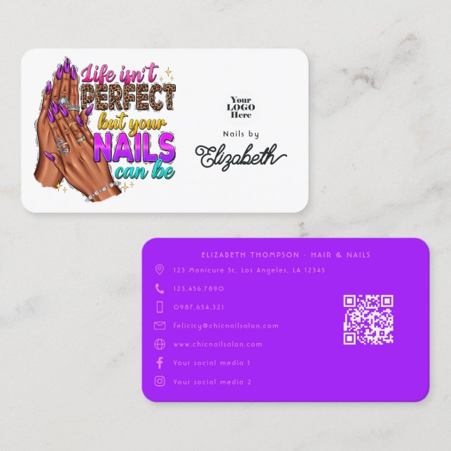 Carte De Visite La vie n'est pas parfaite, mais vos ongles peuvent (Devant / Derrière)