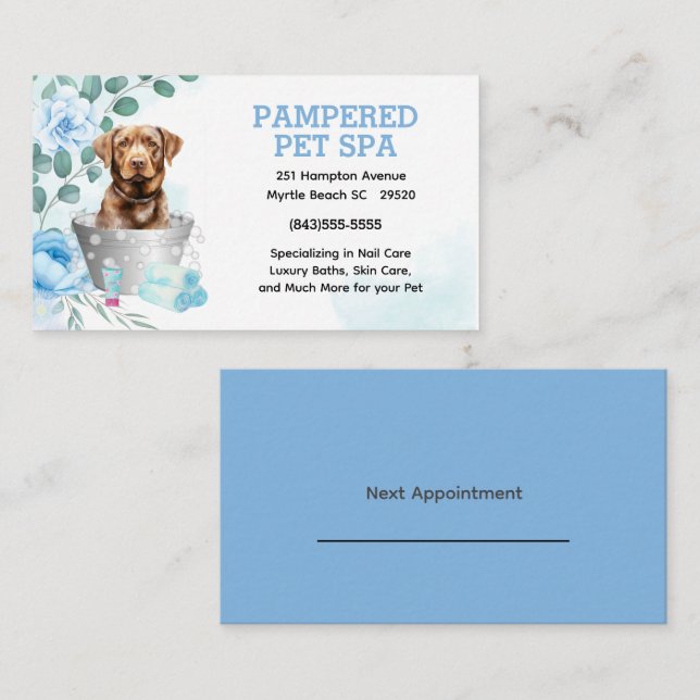 Carte De Visite Labrador Retriever Pet Groomer Spa Nomination (Devant / Derrière)