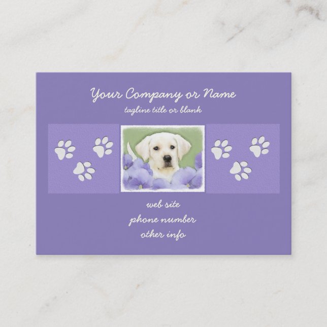 Carte De Visite Labrador Retriever Puppy Painting Original Chien A (Devant)