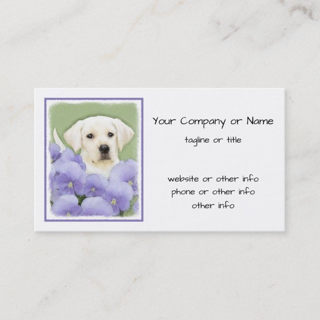 Carte De Visite Labrador Retriever Puppy Painting Original Chien A (Devant)