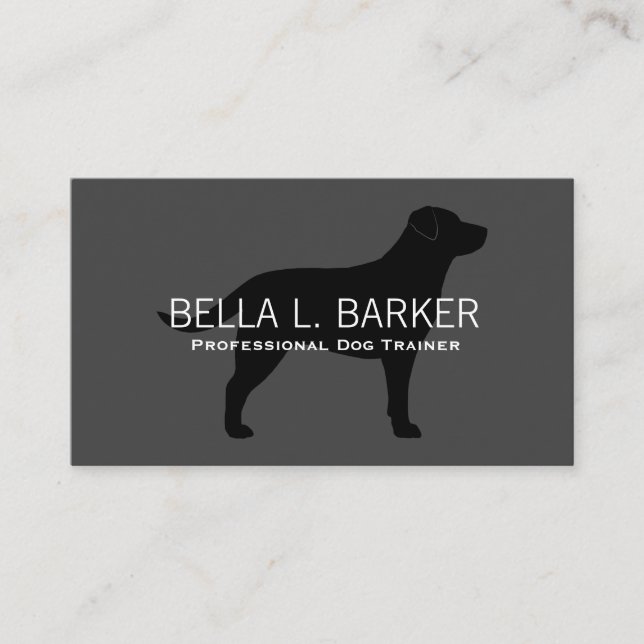 Carte De Visite Labrador Retriever Silhouette Black Lab sur Grey (Devant)