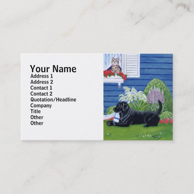 Carte De Visite Labradors dans la peinture de jardin (Devant)