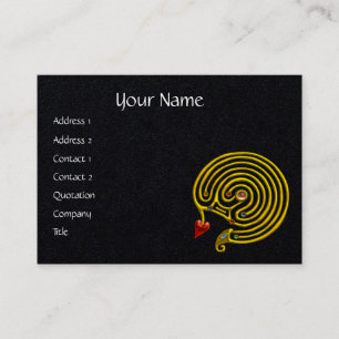Carte De Visite LABYRINTHE D'OR HYPER AVEC LE COEUR Papier noir