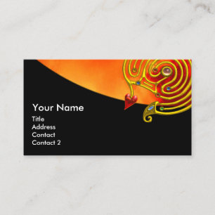 Carte De Visite LABYRINTHE D'OR HYPER, NUAGES JAUNES ROUGES Noir