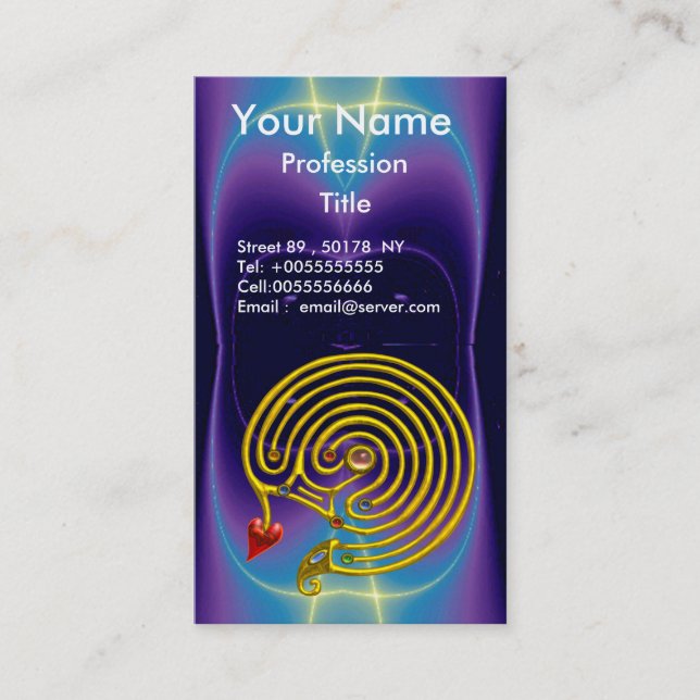 CARTE DE VISITE LABYRINTHE D'OR HYPER / VAGUES LUMINEUSES TURQUOIS (Devant)