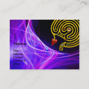 CARTE DE VISITE LABYRINTHE HYPER EN ROSE BLEUE VAGUES LUMINEUSES