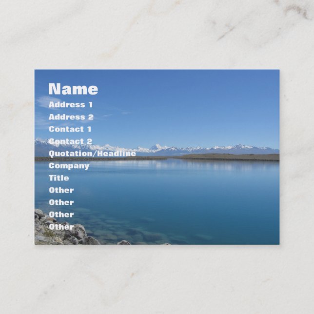 Carte De Visite Lac Tekapo, Nouvelle-Zélande (Devant)