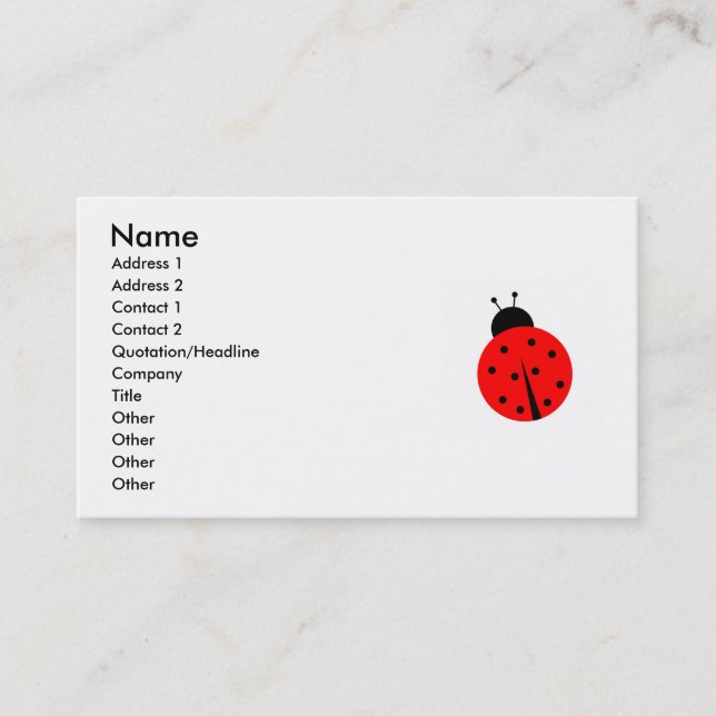 Carte De Visite Ladiebug (Devant)