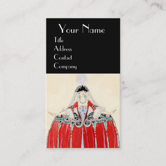 CARTE DE VISITE LADINE EN MODE ROUGE COSTUME DESIGNER MAKEUP ARTIS (Devant)