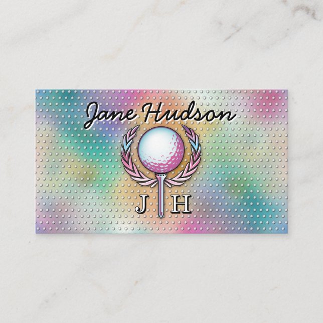 Carte De Visite Lady Golfer Personnalisé Conception Monogramme (Devant)