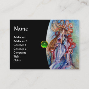 Carte De Visite LADY OF THE LAKE monogram gem rose violet redgreen