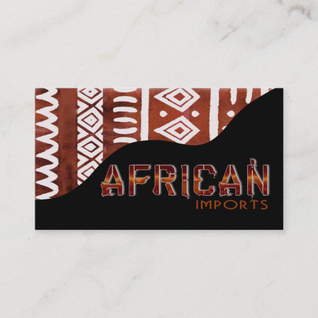 Carte De Visite L'Africain importe II - tissu kenyan de boue (Devant)