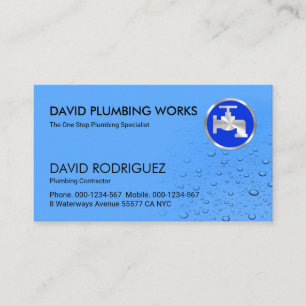 Carte De Visite Laisser de l'eau bleue gouttes de plomberie