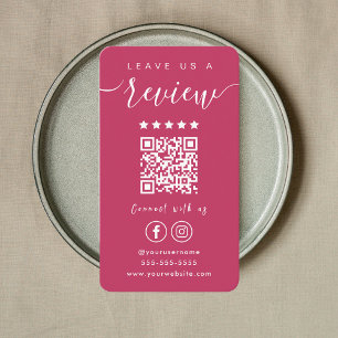 Carte De Visite Laissez-Nous Un Avis Instagram Facebook Hot Pink