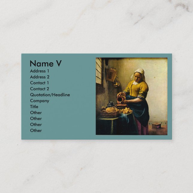 Carte De Visite Lait se renversant de la bonne de Vermeer (circa (Devant)