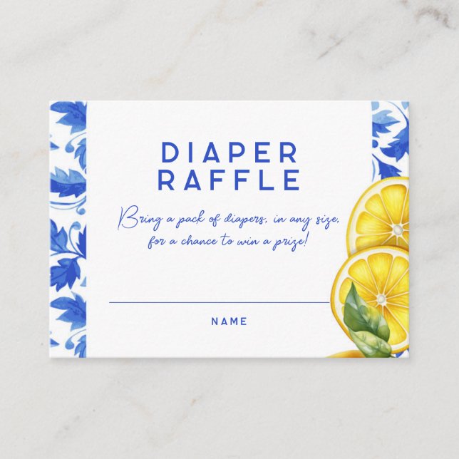 Carte De Visite Lamon Italien Baby shower Amalfi Raffle de couche (Devant)