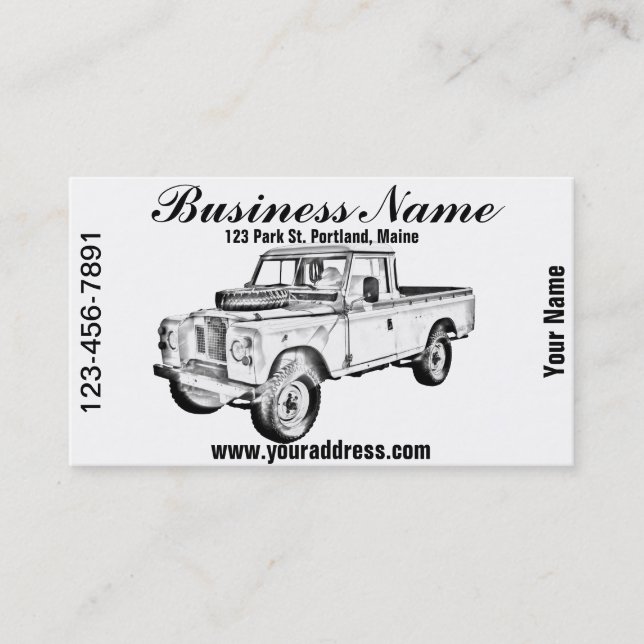 Carte De Visite Land Rover 1971 prennent l'illustration de camion (Devant)