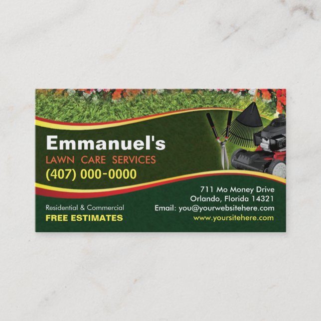 Carte De Visite Landscaping Lawn Care Mower D-Téléchargement (Devant)