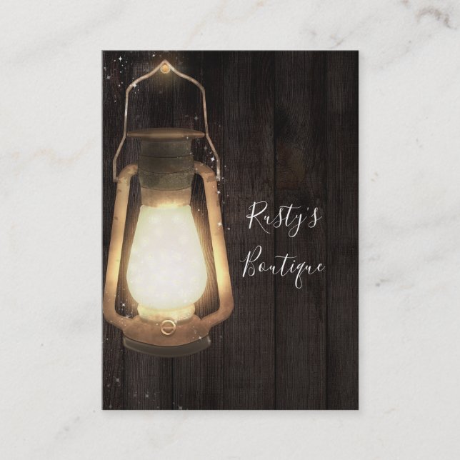 Carte De Visite Lanterne rustique Lumière Bois Brown ferme Grange (Devant)