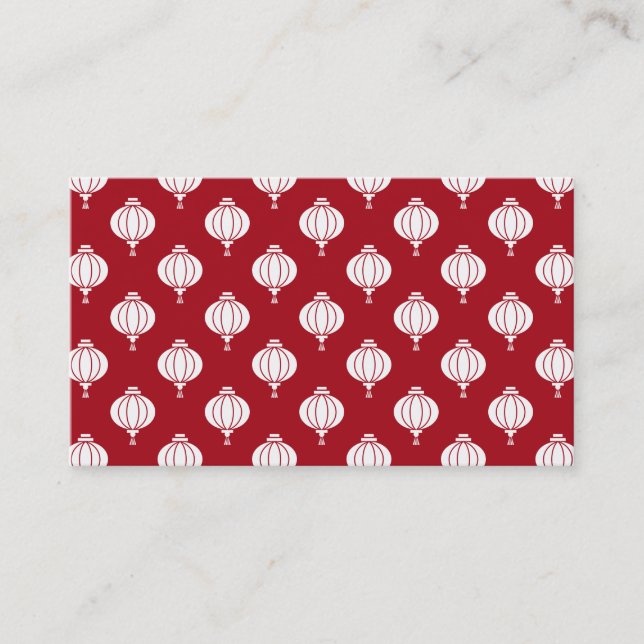 Carte De Visite lanternes de papier blanc rouge motif oriental (Devant)