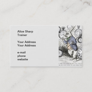 Carte De Visite Lapin Blanc Alice au Pays des Merveilles Horloges 