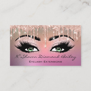 Carte De Visite L'artiste de maquillage Green Eyelash Rose Ombre