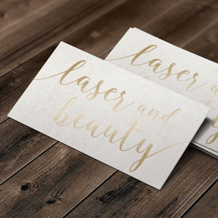 Carte De Visite Laser & Beauty Esthetician Elegant Gold Script