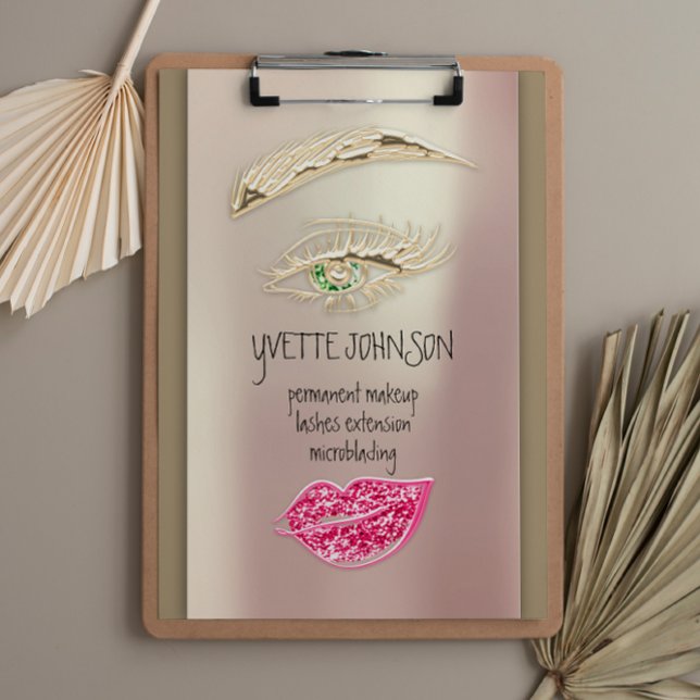 Carte De Visite Lash Brow Maquillage permanent QRCode Gold Kiss Ro (Créateur téléchargé)